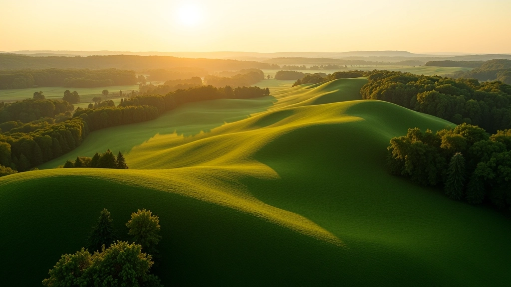 Scenic Latvian landscape with green hills and trees