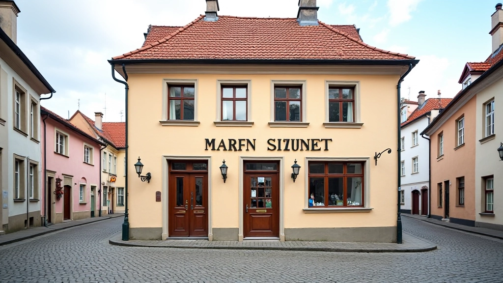 Historic merchant house architecture in Kuldīga Old Town with traditional pastel colored wooden facade