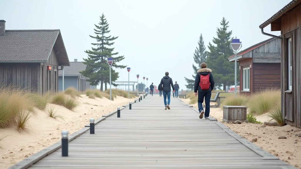 Scenic seaside promenade with sandy beach and walking paths in Jūrmala resort town