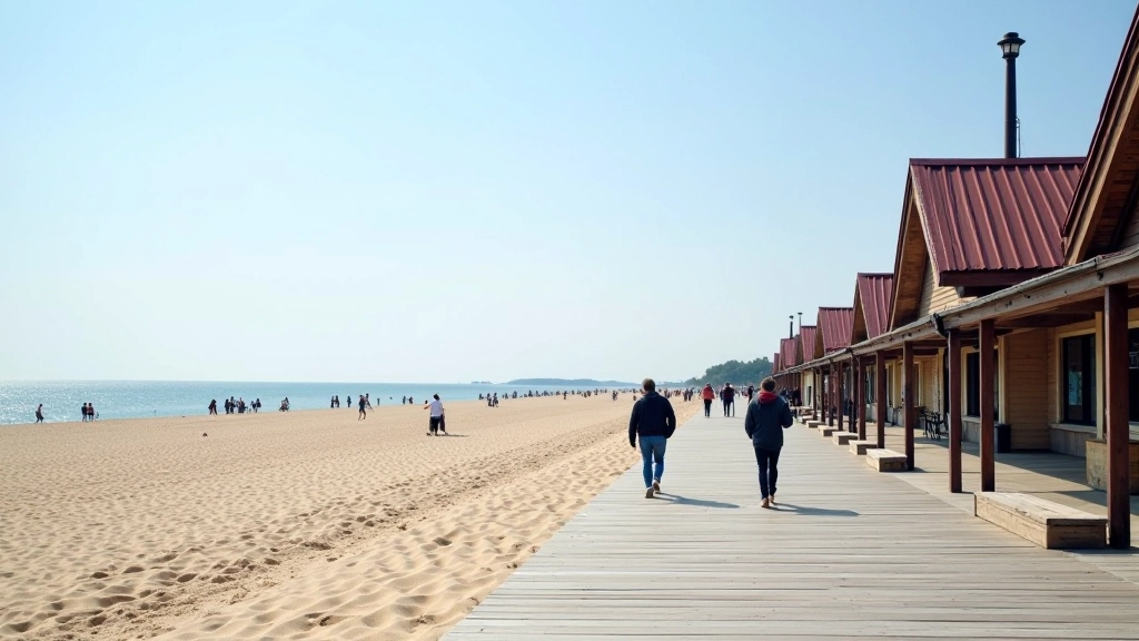 Scenic wooden architecture along Jūrmala's beachfront promenade with sea views