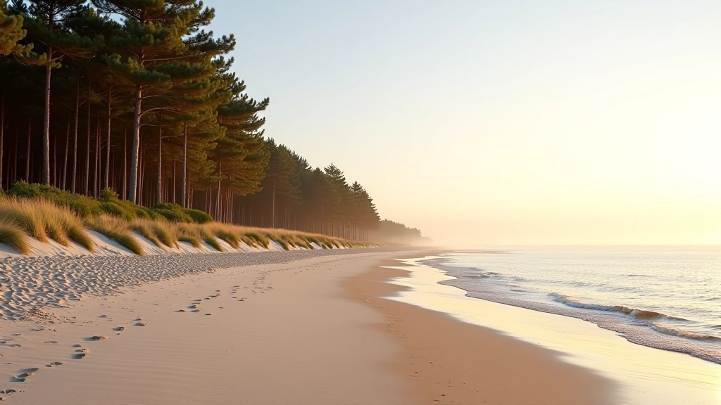 Jūrmala Beach pristine sandy shores with pine forest backdrop and calm seaside atmosphere