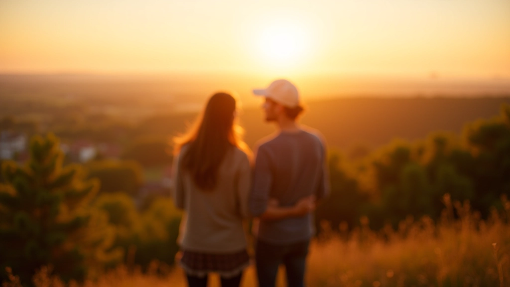 Couple enjoying a scenic overlook at sunset in Latvia
